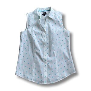 Talbots Non-Iron Polka Dot Sleeveless Perfect Shirt •2P